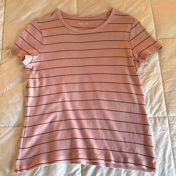 Lands’ End Woman’s Fitted Cotton Striped Tee Shirt - Picture 2 of 6